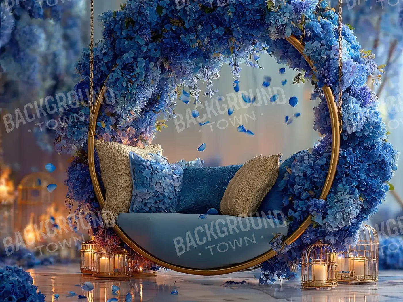 Blue Swing For Two 6’8x5’ Fleece (80 x 60 inch) Backdrop