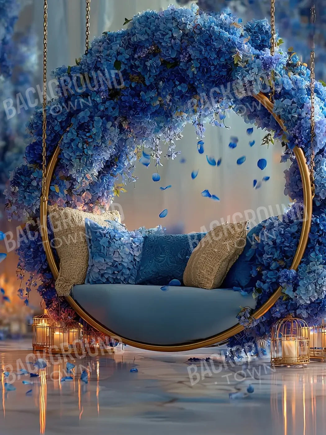 Blue Swing For Two 6’x8’ Fleece (72 x 96 inch) Backdrop
