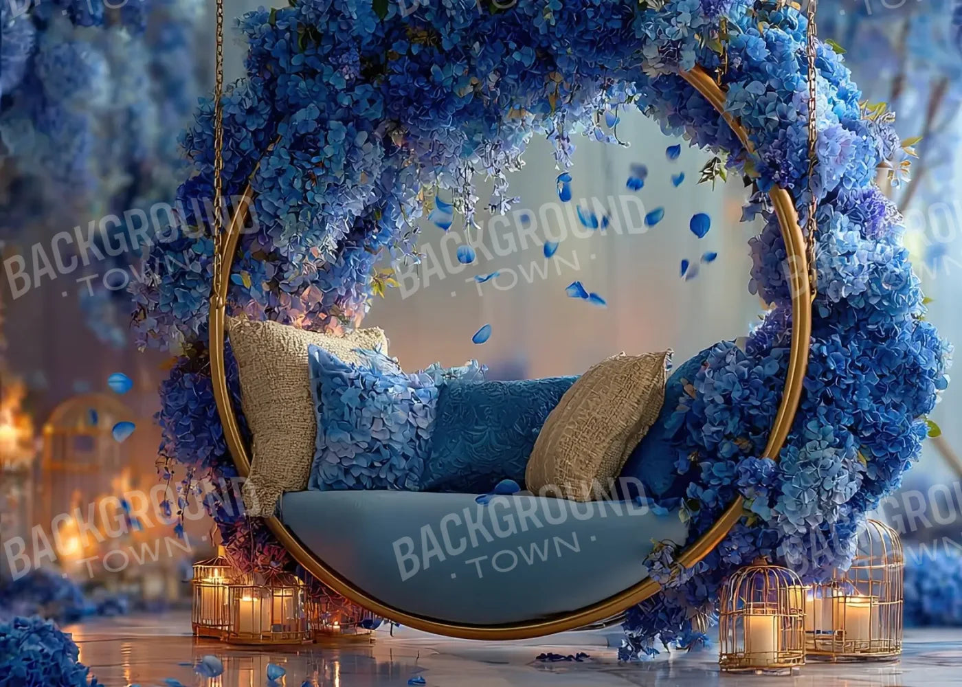 Blue Swing For Two 7’x5’ UltraCloth (84 x 60 inch) Backdrop