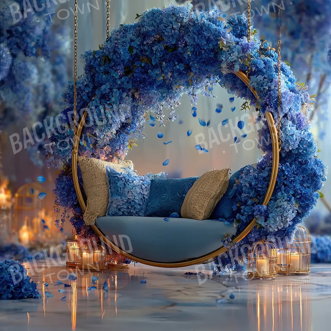 Blue Swing For Two 8’x8’ Fleece (96 x 96 inch) Backdrop