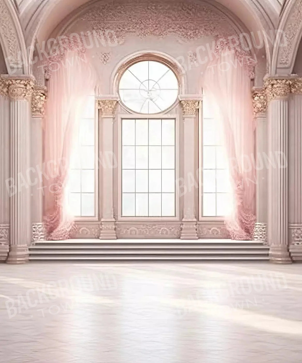 Elegant Ballroom in Pink Backdrop for Photography