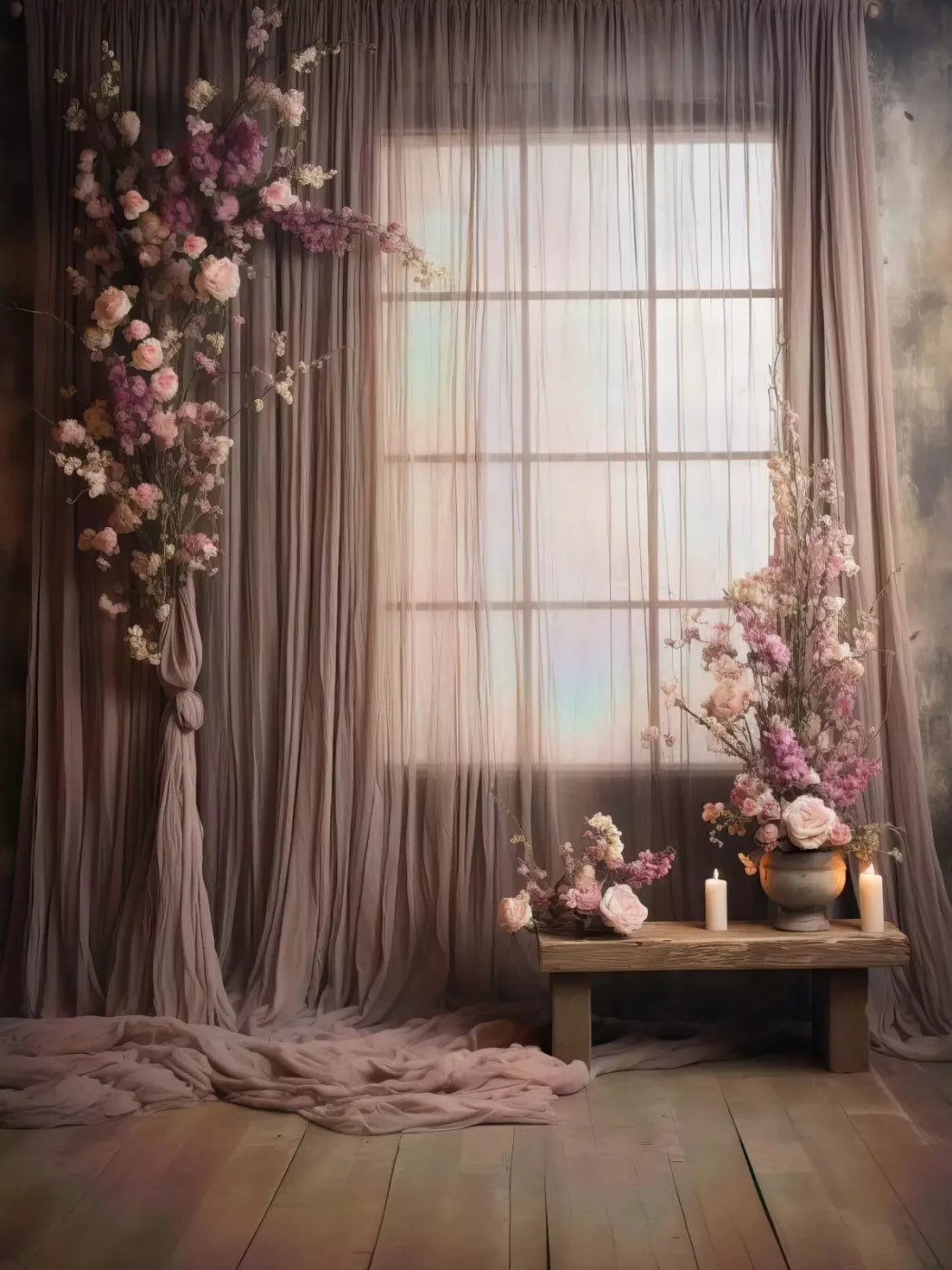 Lavender Blush Chiffon 5X68 Fleece ( 60 X 80 Inch ) Backdrop