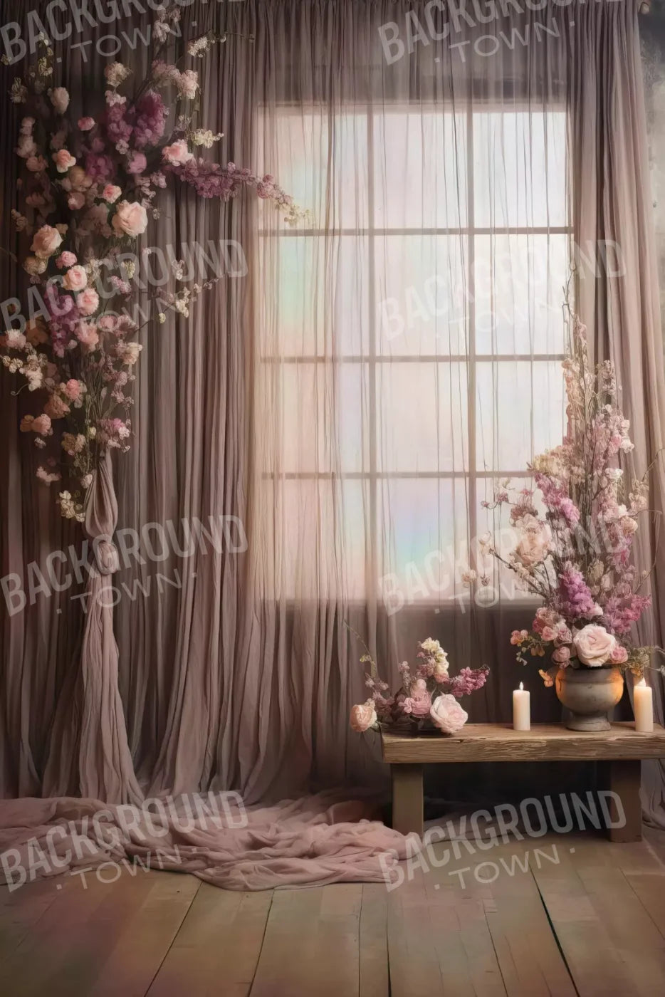 Lavender Blush Chiffon 5X8 Ultracloth ( 60 X 96 Inch ) Backdrop