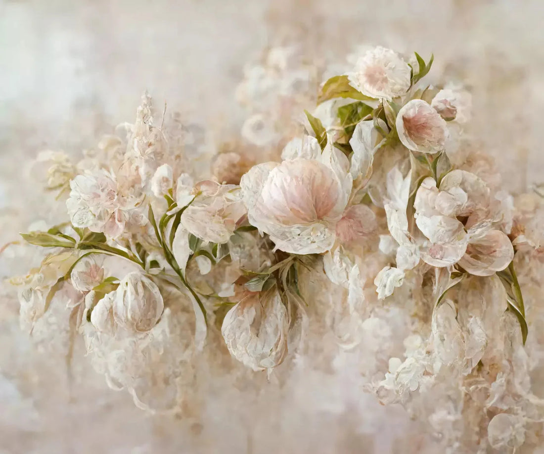 Beige Floral Backdrop for Photography