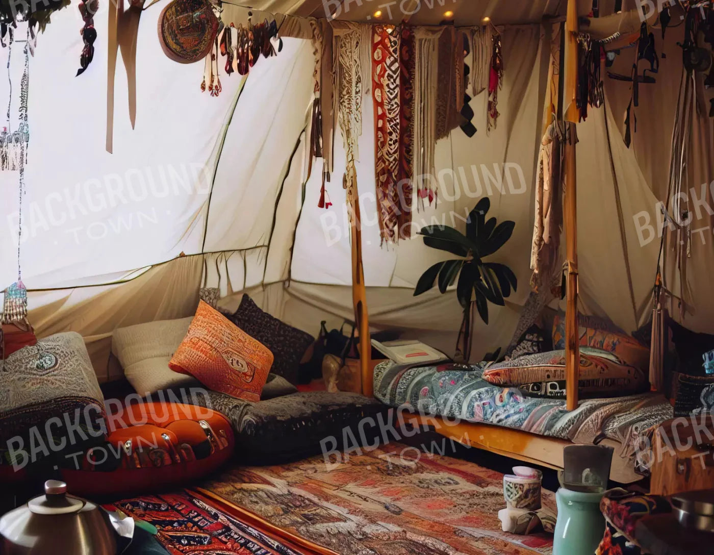 Boho Hut 8X6 Fleece ( 96 X 72 Inch ) Backdrop