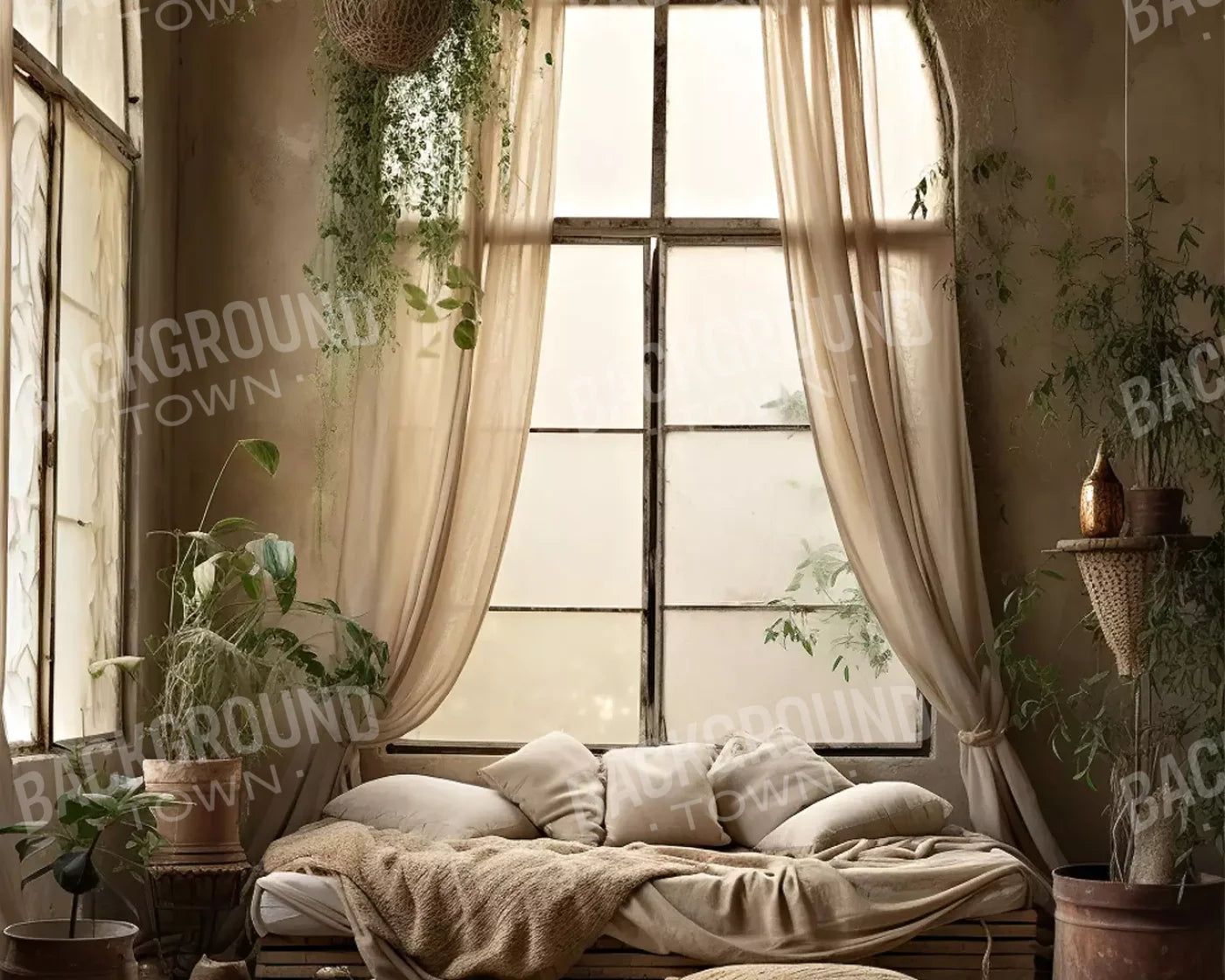 Boho Room I 10’X8’ Fleece (120 X 96 Inch) Backdrop