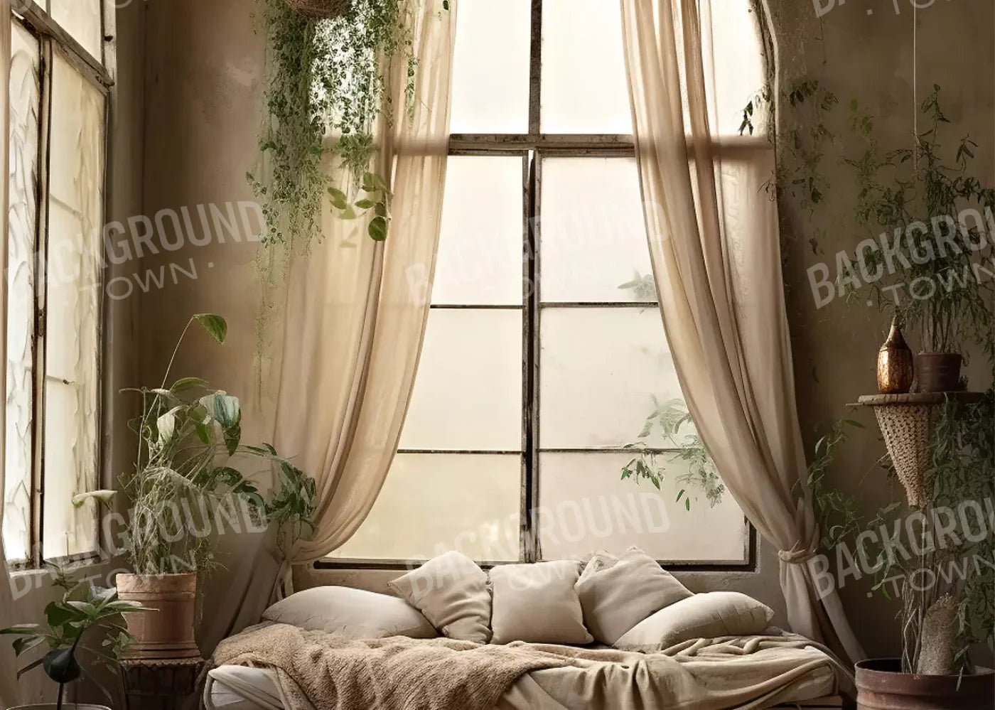 Boho Room I 7’X5’ Ultracloth (84 X 60 Inch) Backdrop