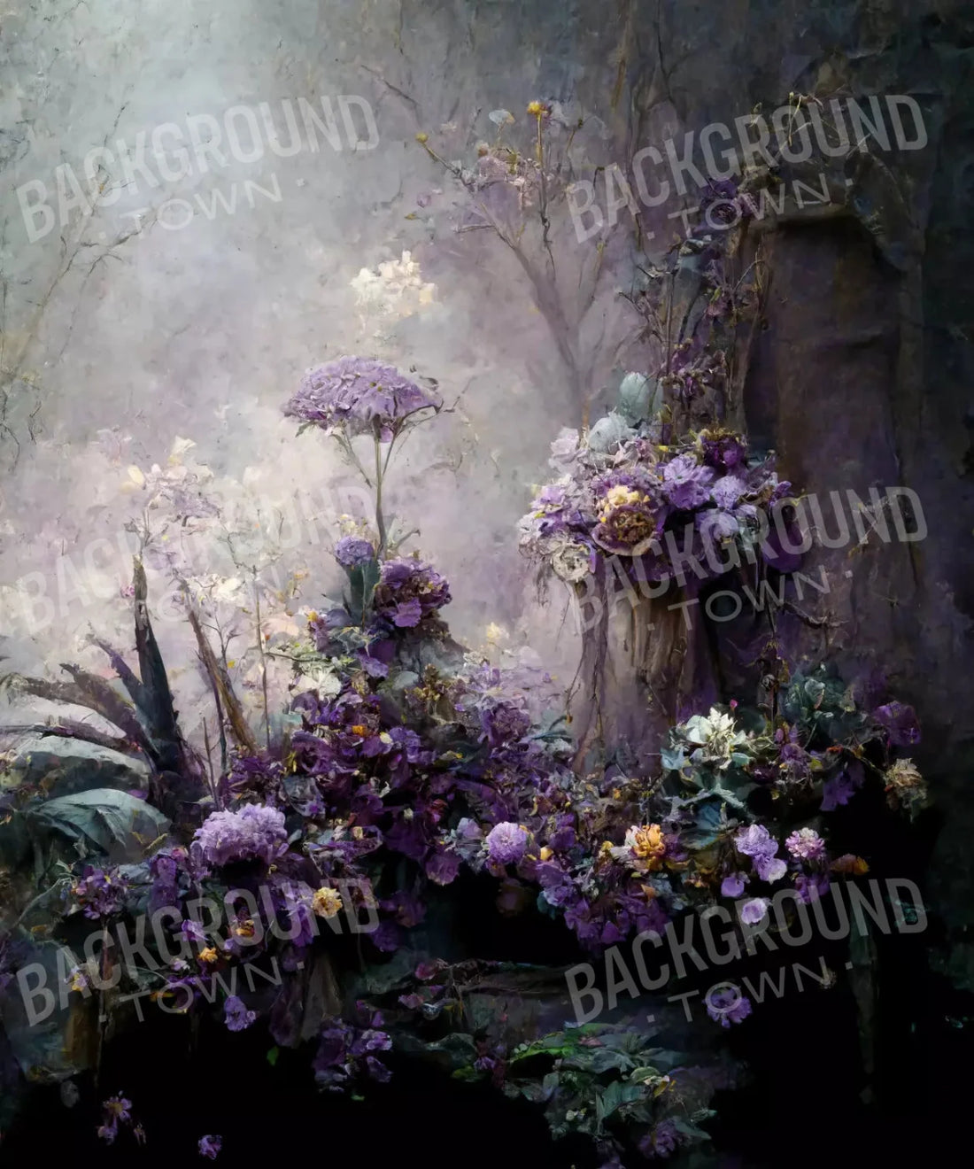 Gray Floral Backdrop for Photography