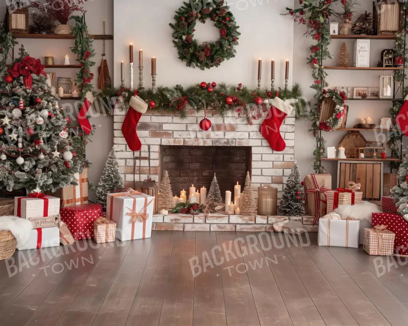 Bright Christmas Living 10’X8’ Fleece (120 X 96 Inch) Backdrop