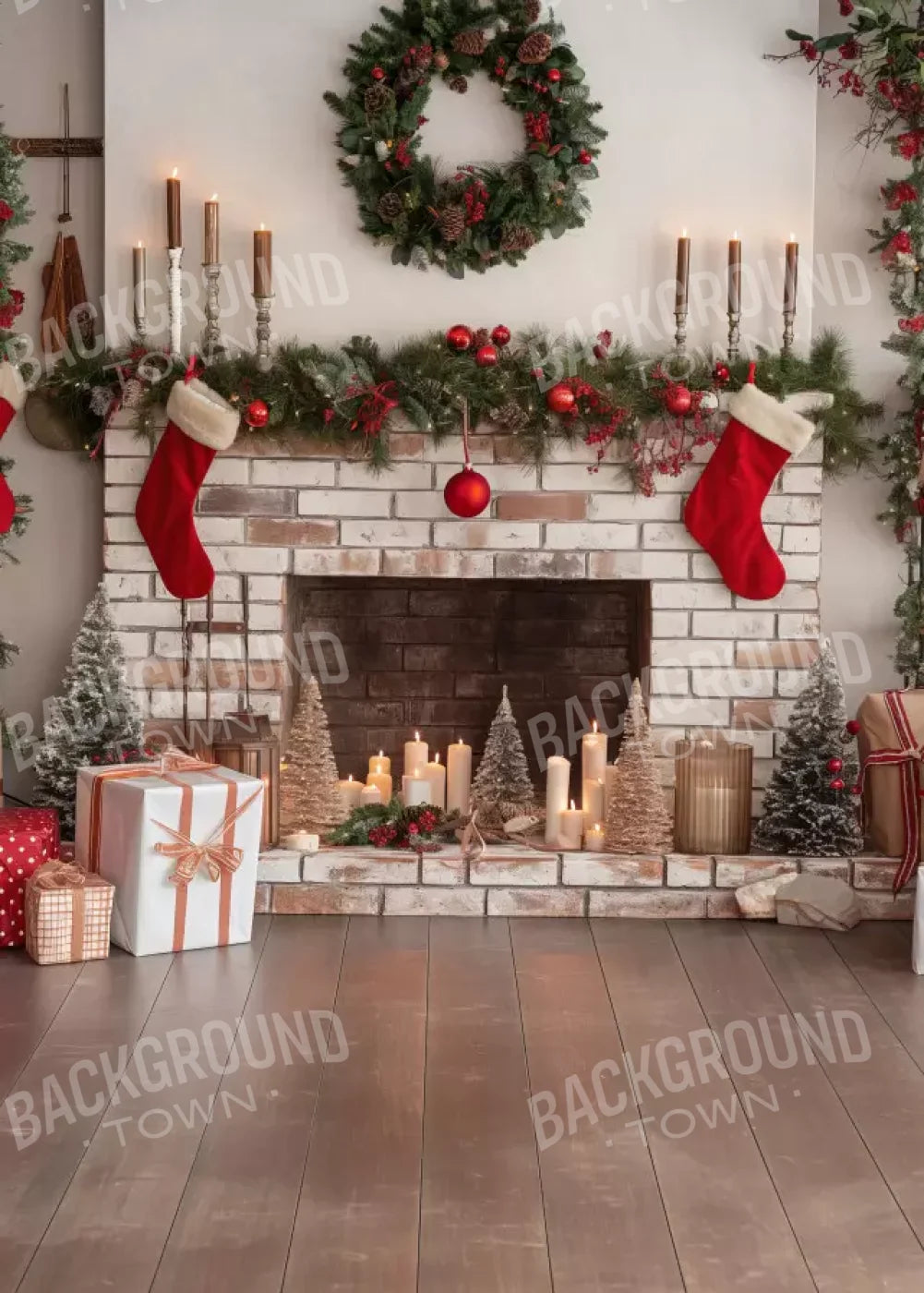 Bright Christmas Living 5’X7’ Ultracloth (60 X 84 Inch) Backdrop