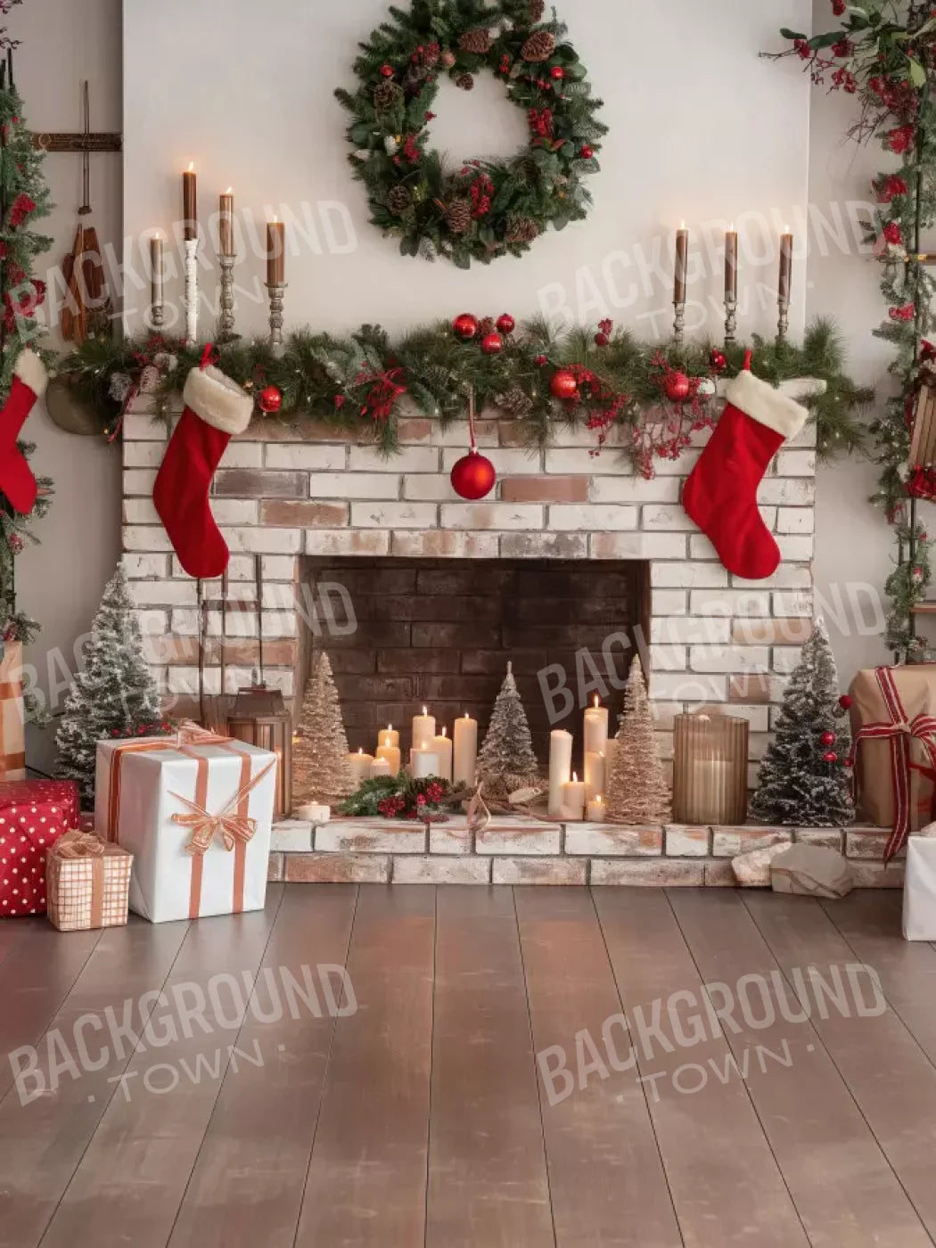 Bright Christmas Living 6’X8’ Fleece (72 X 96 Inch) Backdrop