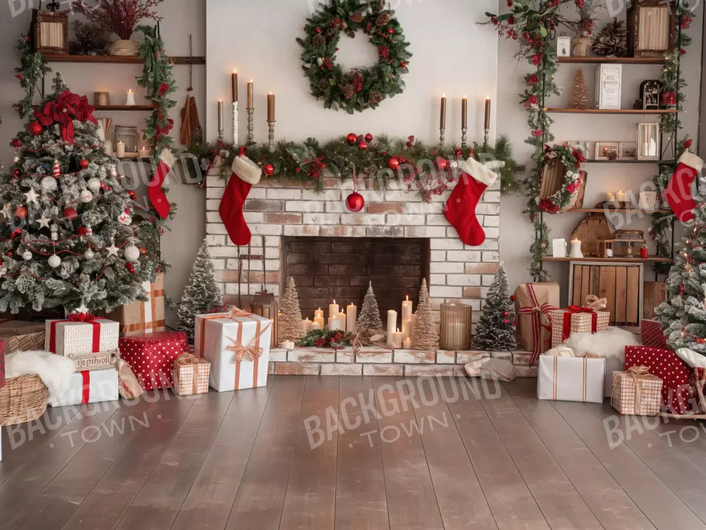 Bright Christmas Living 8’X6’ Fleece (96 X 72 Inch) Backdrop