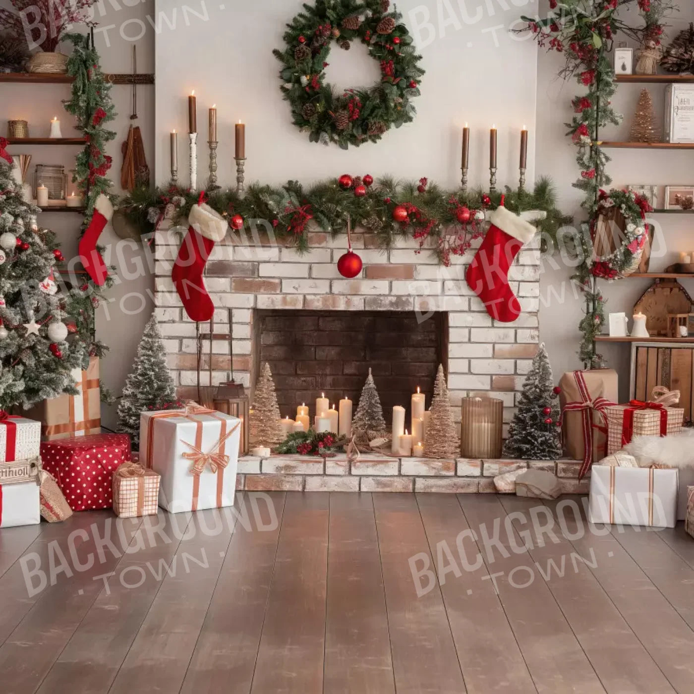 Bright Christmas Living 8’X8’ Fleece (96 X Inch) Backdrop
