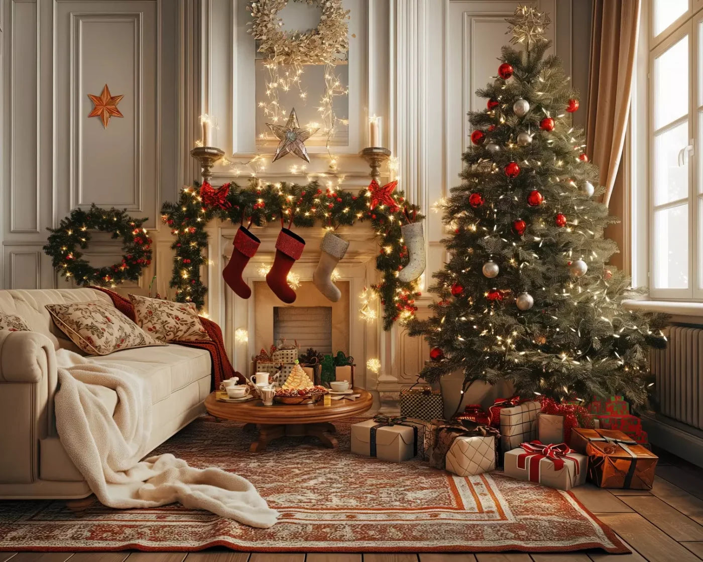 Bright Christmas Morning 10’X8’ Fleece (120 X 96 Inch) Backdrop