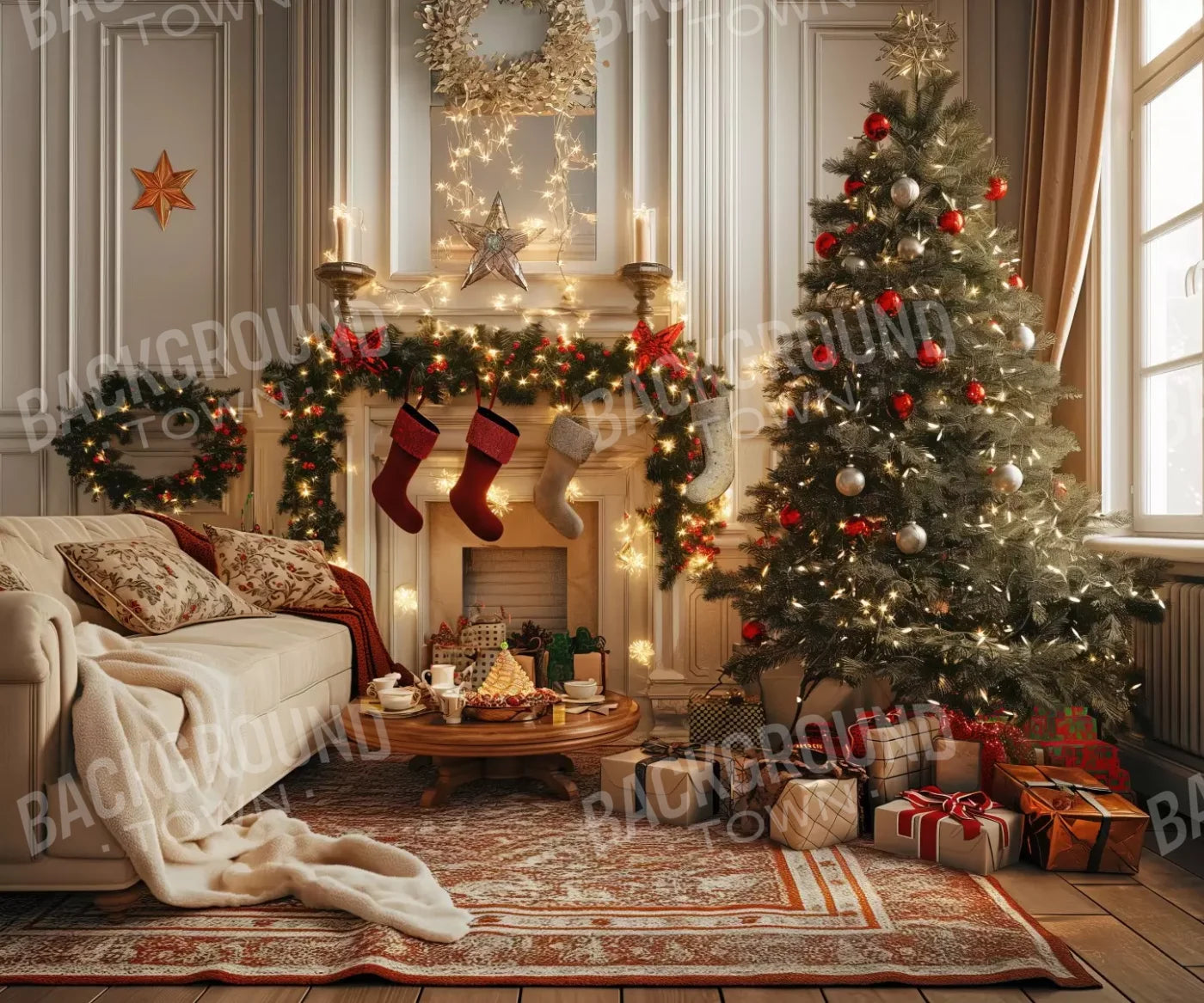 Bright Christmas Morning 12’X10’ Ultracloth (144 X 120 Inch) Backdrop