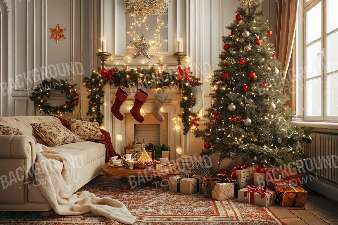 Bright Christmas Morning 12’X8’ Ultracloth (144 X 96 Inch) Backdrop