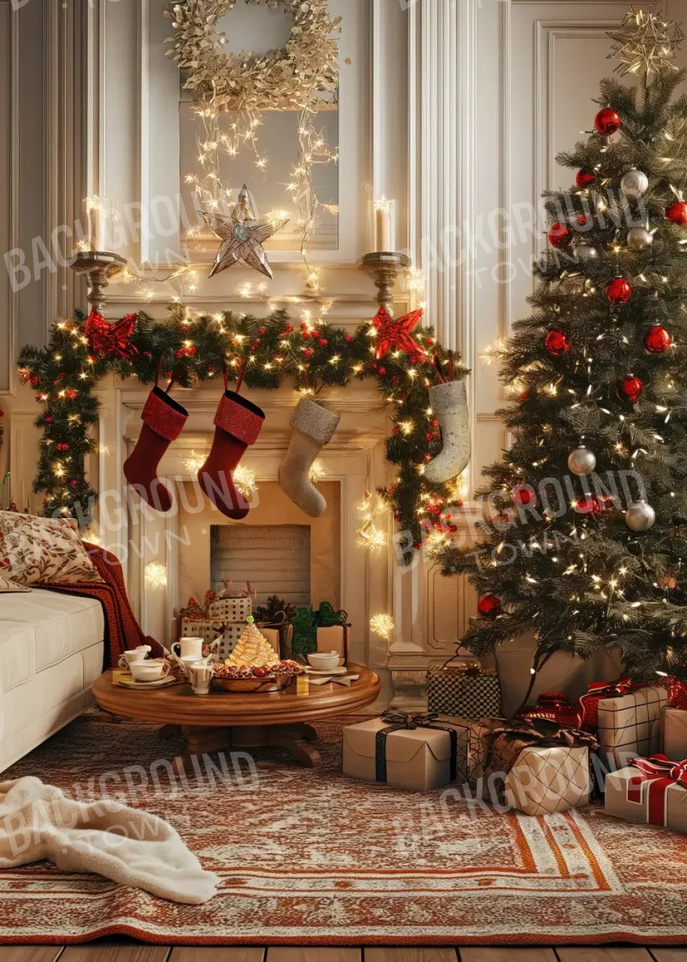 Bright Christmas Morning 5’X7’ Ultracloth (60 X 84 Inch) Backdrop