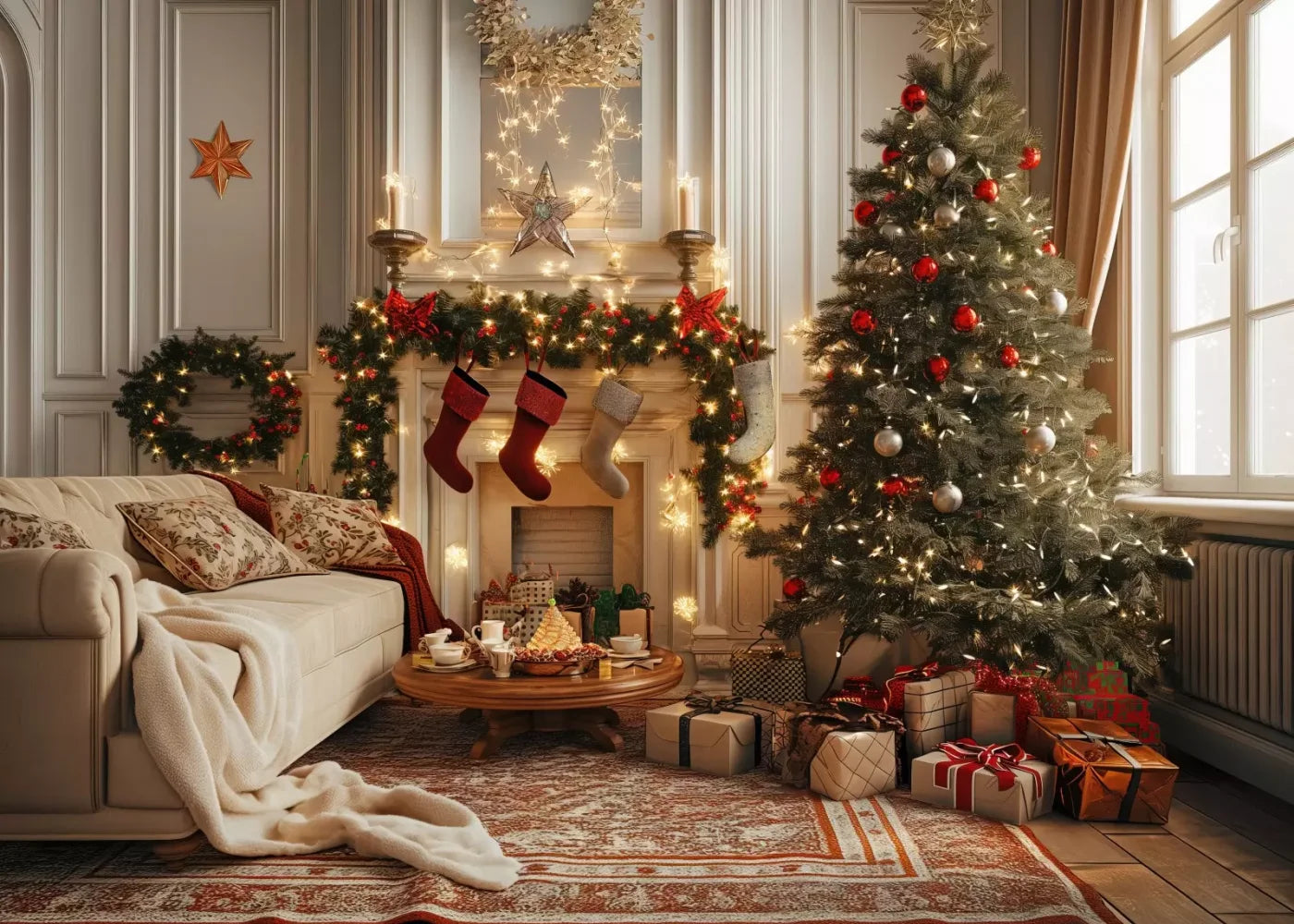 Bright Christmas Morning 7’X5’ Ultracloth (84 X 60 Inch) Backdrop