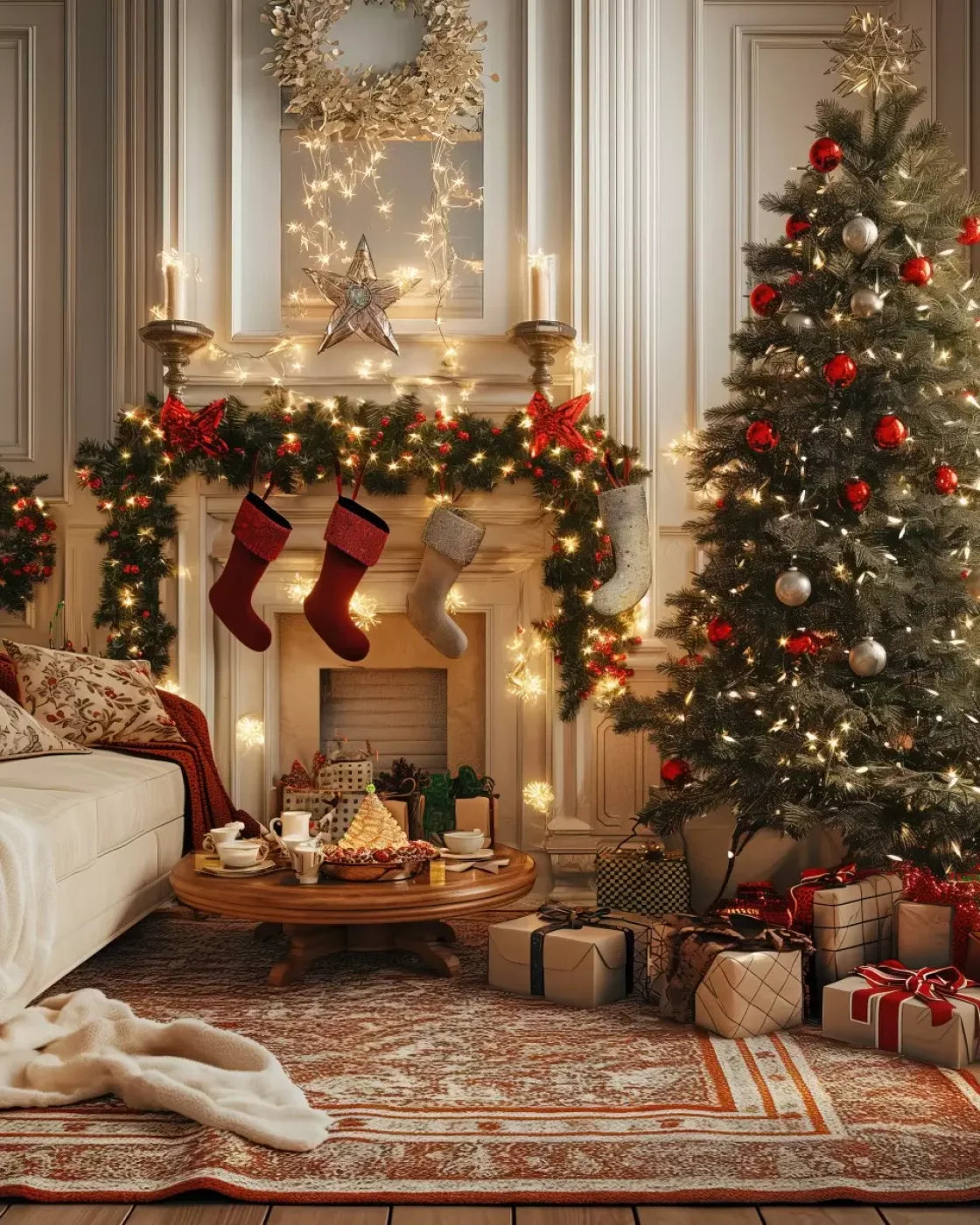Bright Christmas Morning 8’X10’ Fleece (96 X 120 Inch) Backdrop