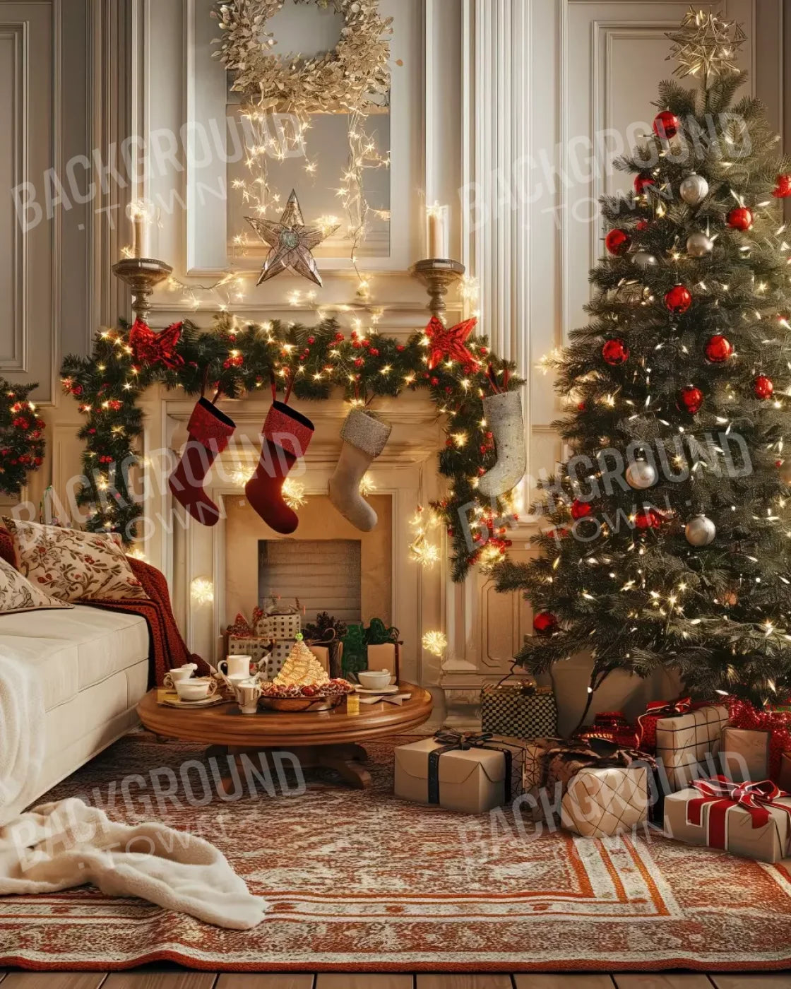 Bright Christmas Morning 8’X10’ Fleece (96 X 120 Inch) Backdrop