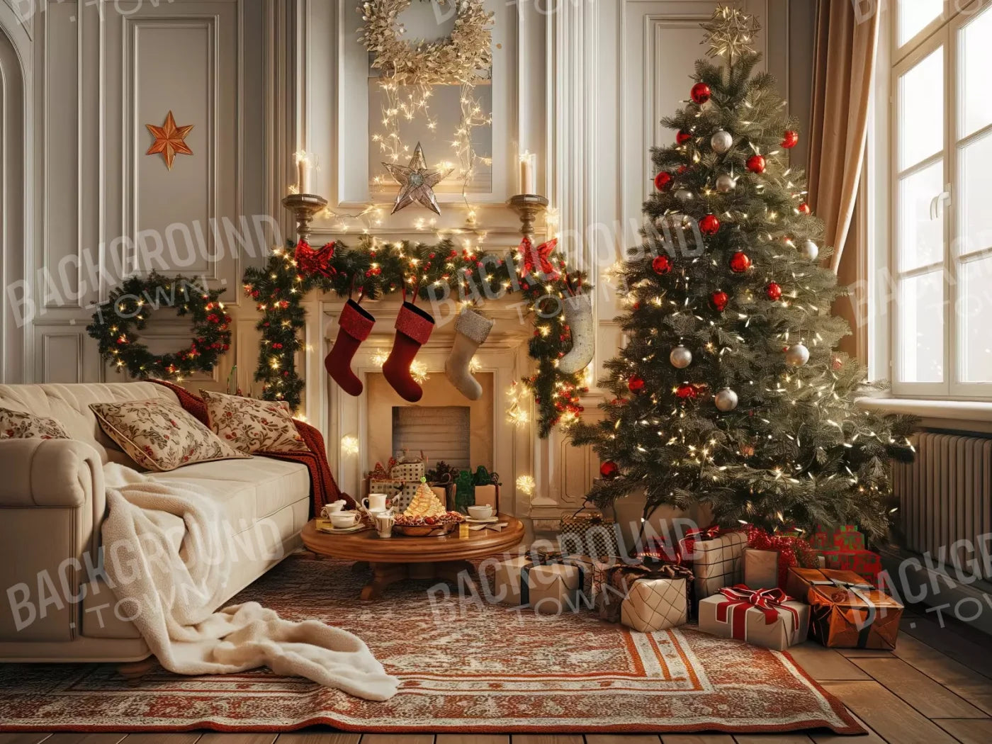 Bright Christmas Morning 8’X6’ Fleece (96 X 72 Inch) Backdrop