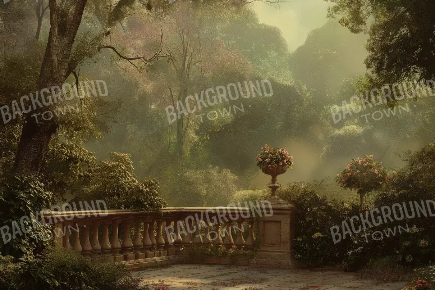 Bright Victorian Courtyard 12’X8’ Ultracloth (144 X 96 Inch) Backdrop