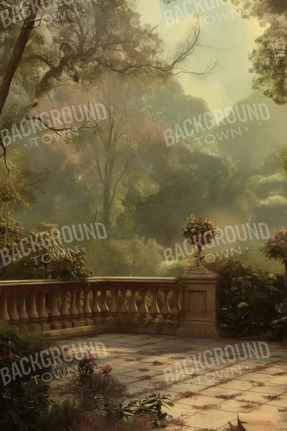 Bright Victorian Courtyard 8’X12’ Ultracloth (96 X 144 Inch) Backdrop