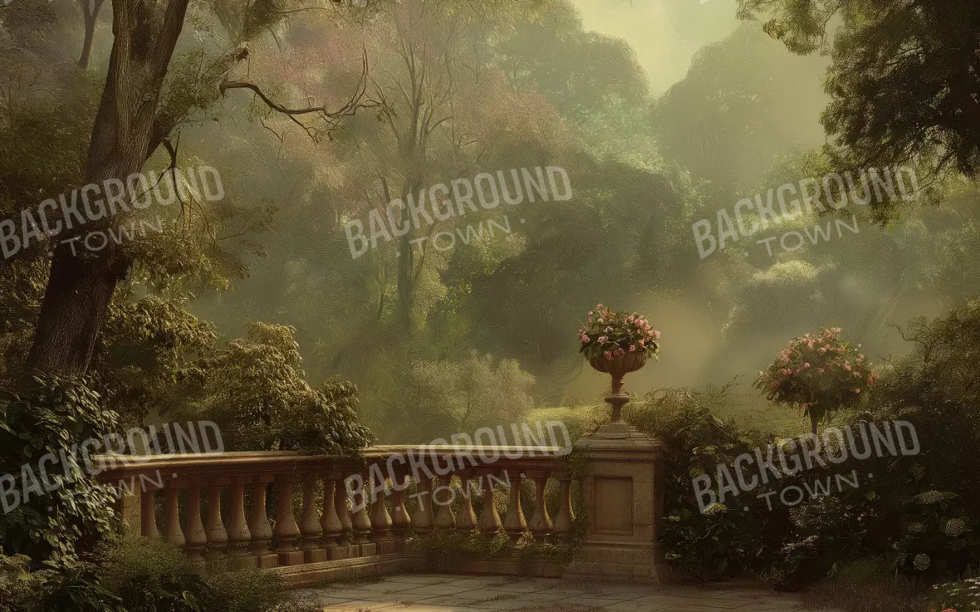 Bright Victorian Courtyard 8’X5’ Ultracloth (96 X 60 Inch) Backdrop