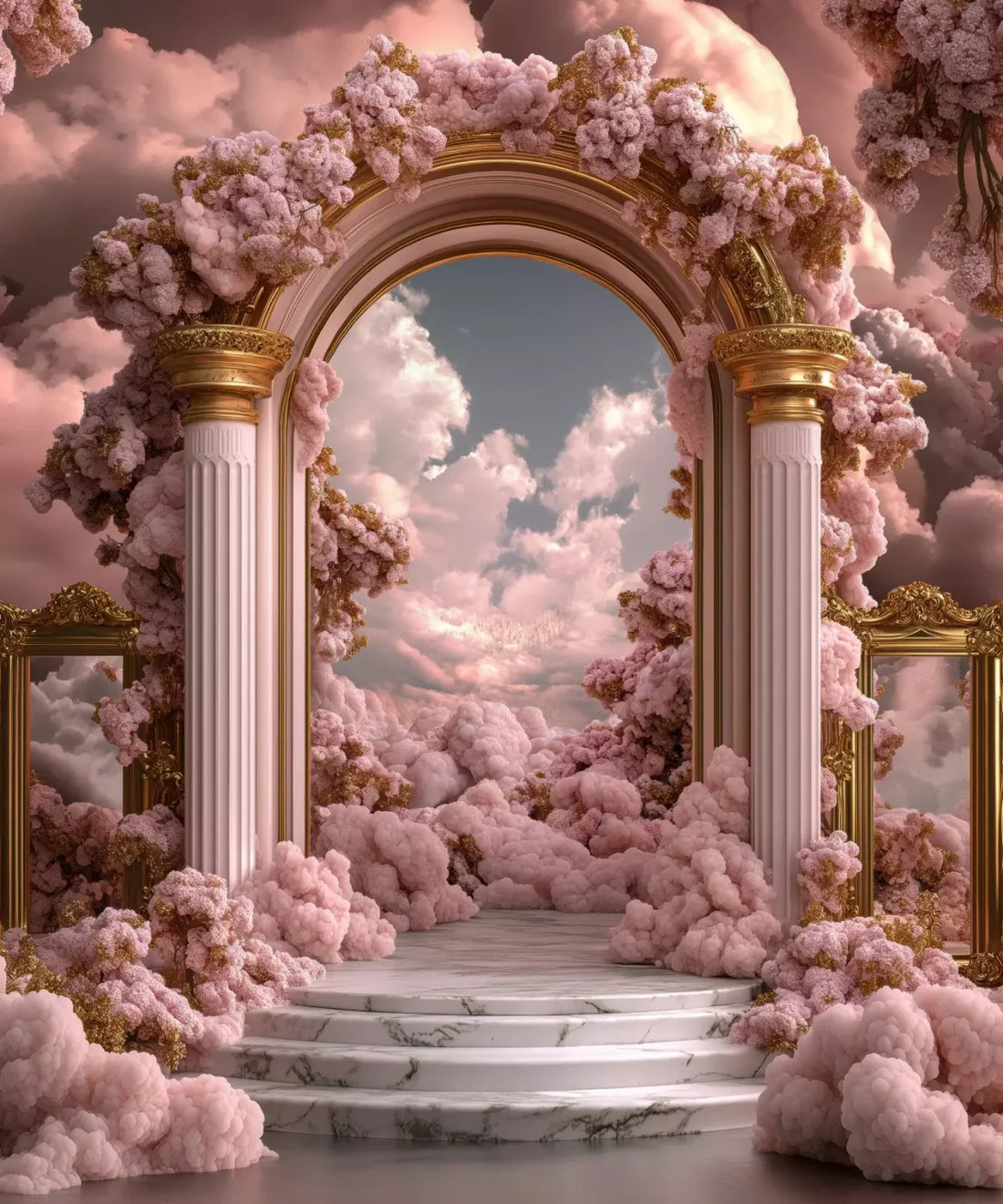 Pink White Gold  Backdrop for Photography