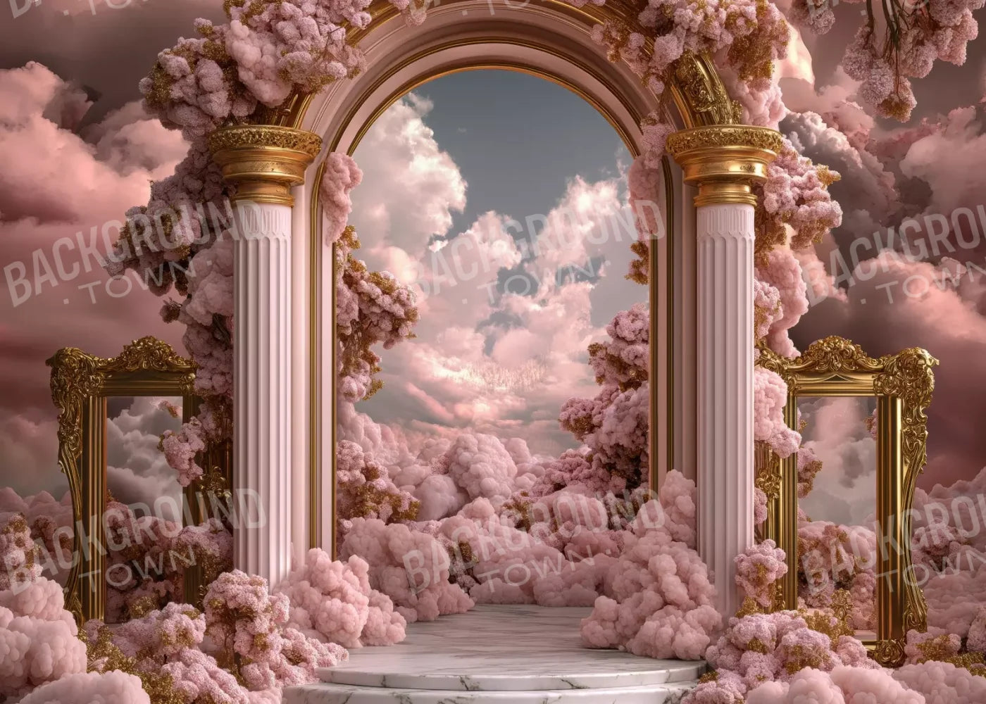 Bubblegum Palace Arch 7’X5’ Ultracloth (84 X 60 Inch) Backdrop