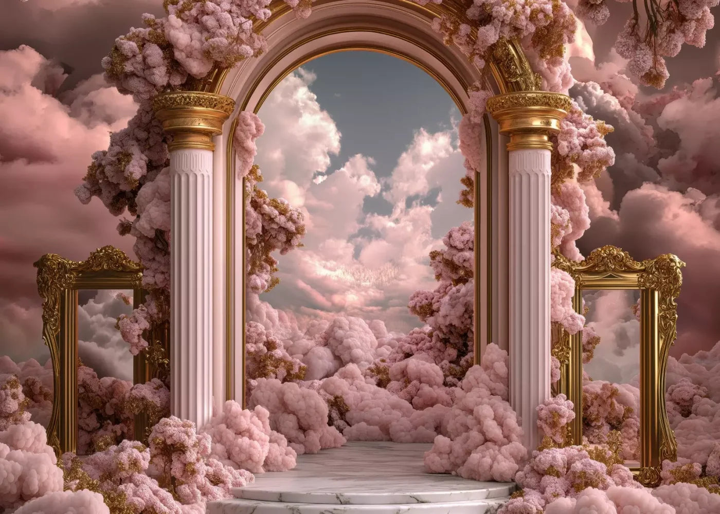 Bubblegum Palace Arch 7’X5’ Ultracloth (84 X 60 Inch) Backdrop