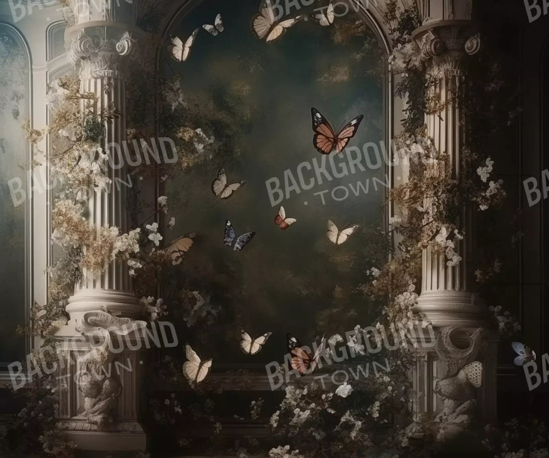 Butterflies With Victorian Pillars 5’X4’2 Fleece (60 X 50 Inch) Backdrop
