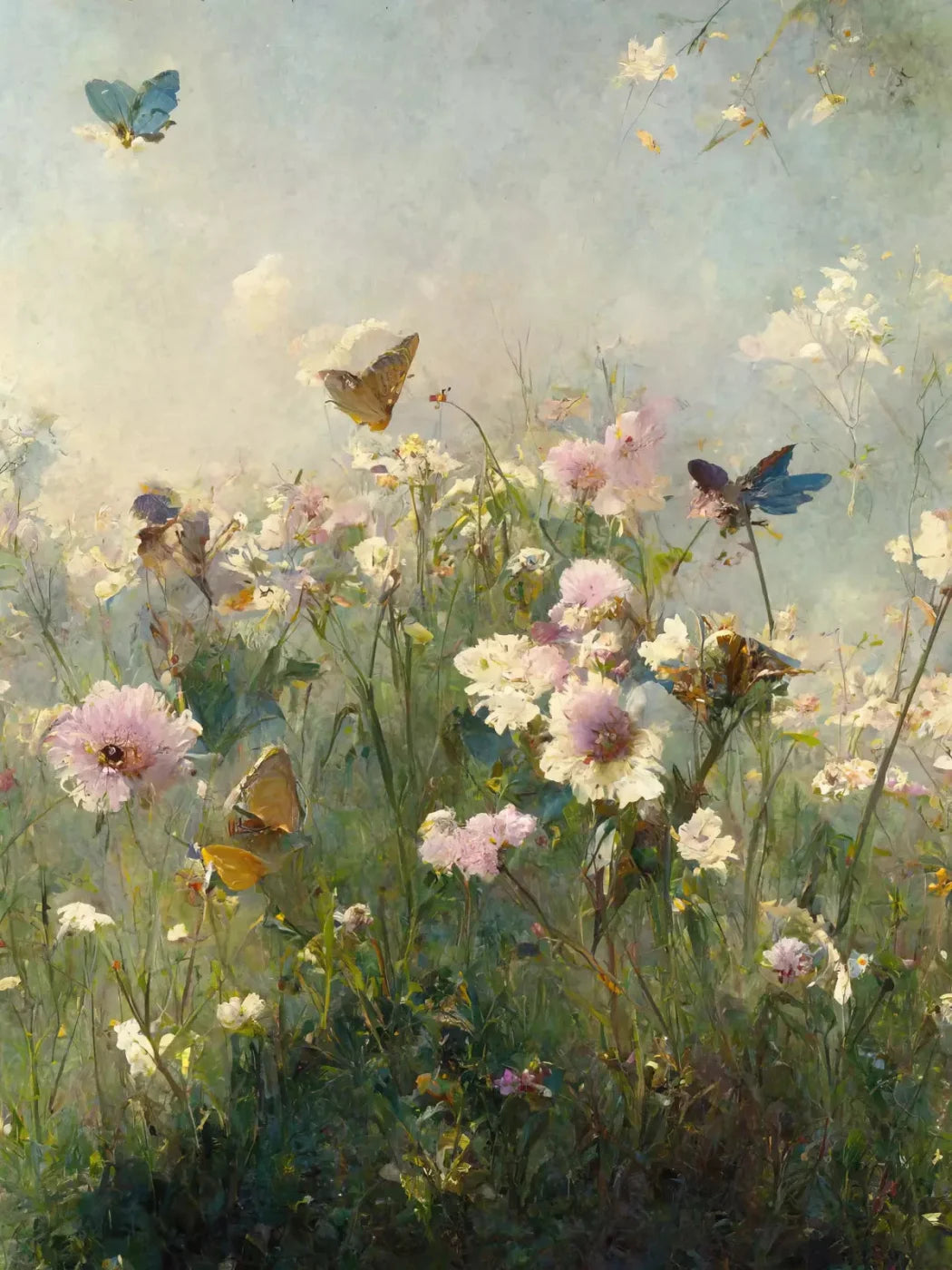 Butterfly Field 5X68 Fleece ( 60 X 80 Inch ) Backdrop