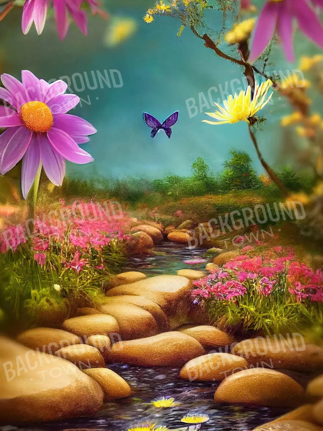 Butterfly Forest 5X68 Fleece ( 60 X 80 Inch ) Backdrop