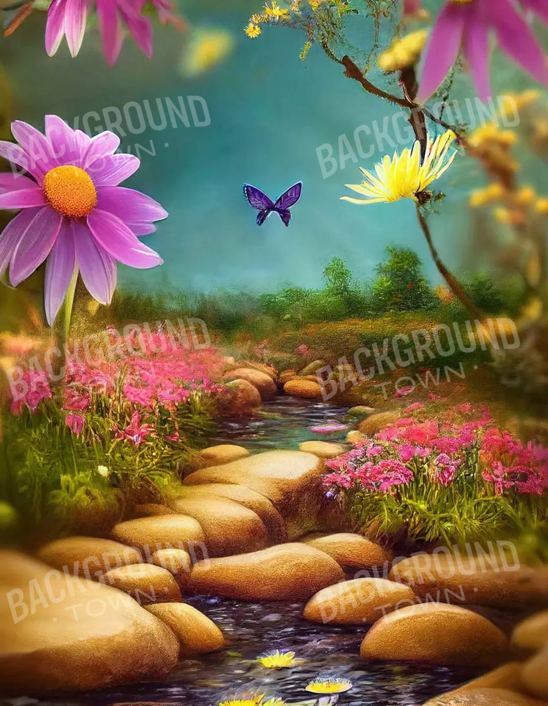 Butterfly Forest 6X8 Fleece ( 72 X 96 Inch ) Backdrop