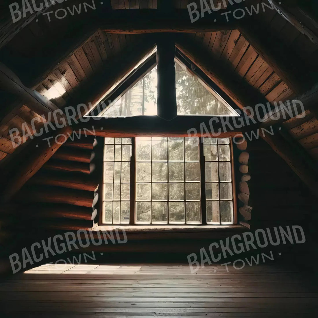 log cabin attic Backdrop for Photography