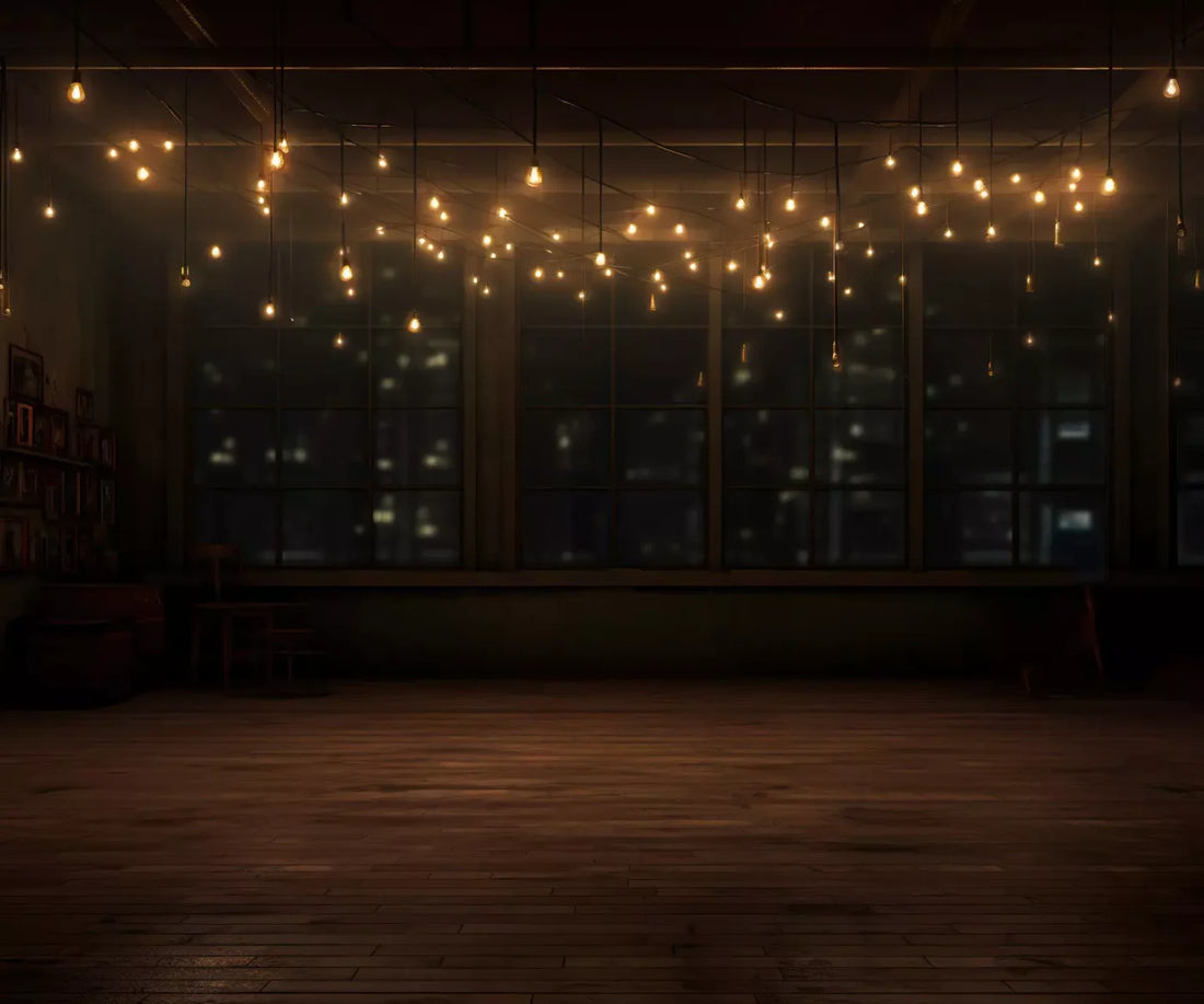 Cafe Lights Horizontal I 5’X4’2 Fleece (60 X 50 Inch) Backdrop