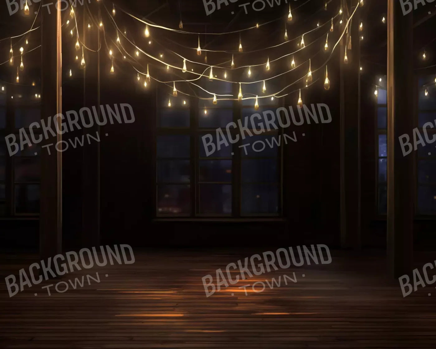 Cafe Lights Vertical I 10’X8’ Fleece (120 X 96 Inch) Backdrop