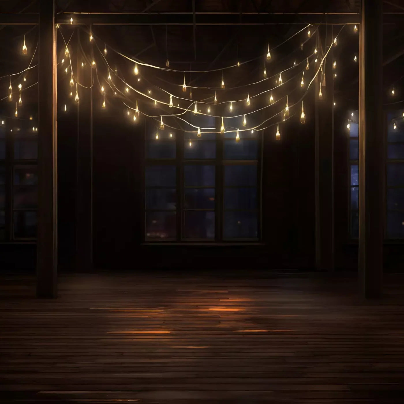 Cafe Lights Vertical I 10’X10’ Ultracloth (120 X Inch) Backdrop