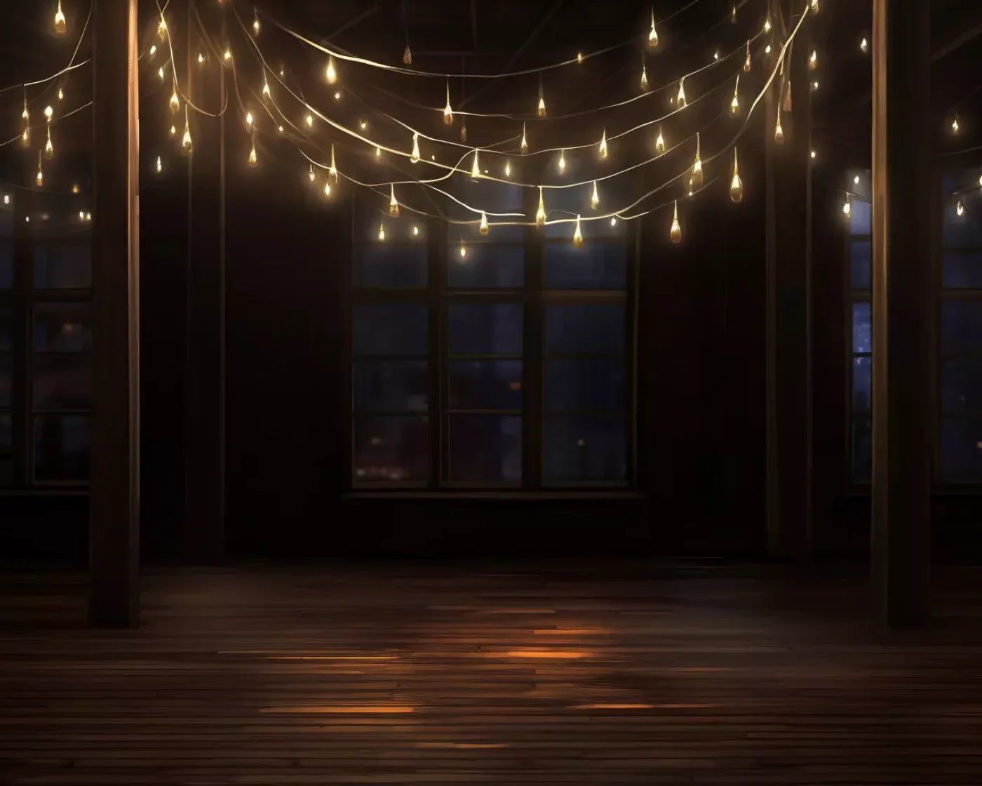 Cafe Lights Vertical I 10’X8’ Fleece (120 X 96 Inch) Backdrop