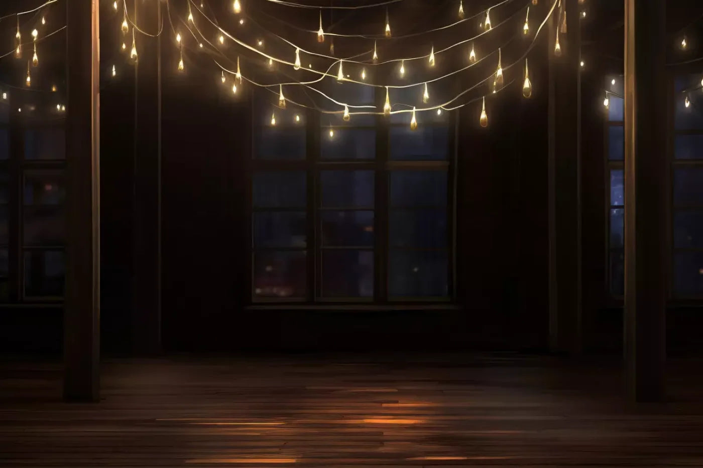 Cafe Lights Vertical I 12’X8’ Ultracloth (144 X 96 Inch) Backdrop