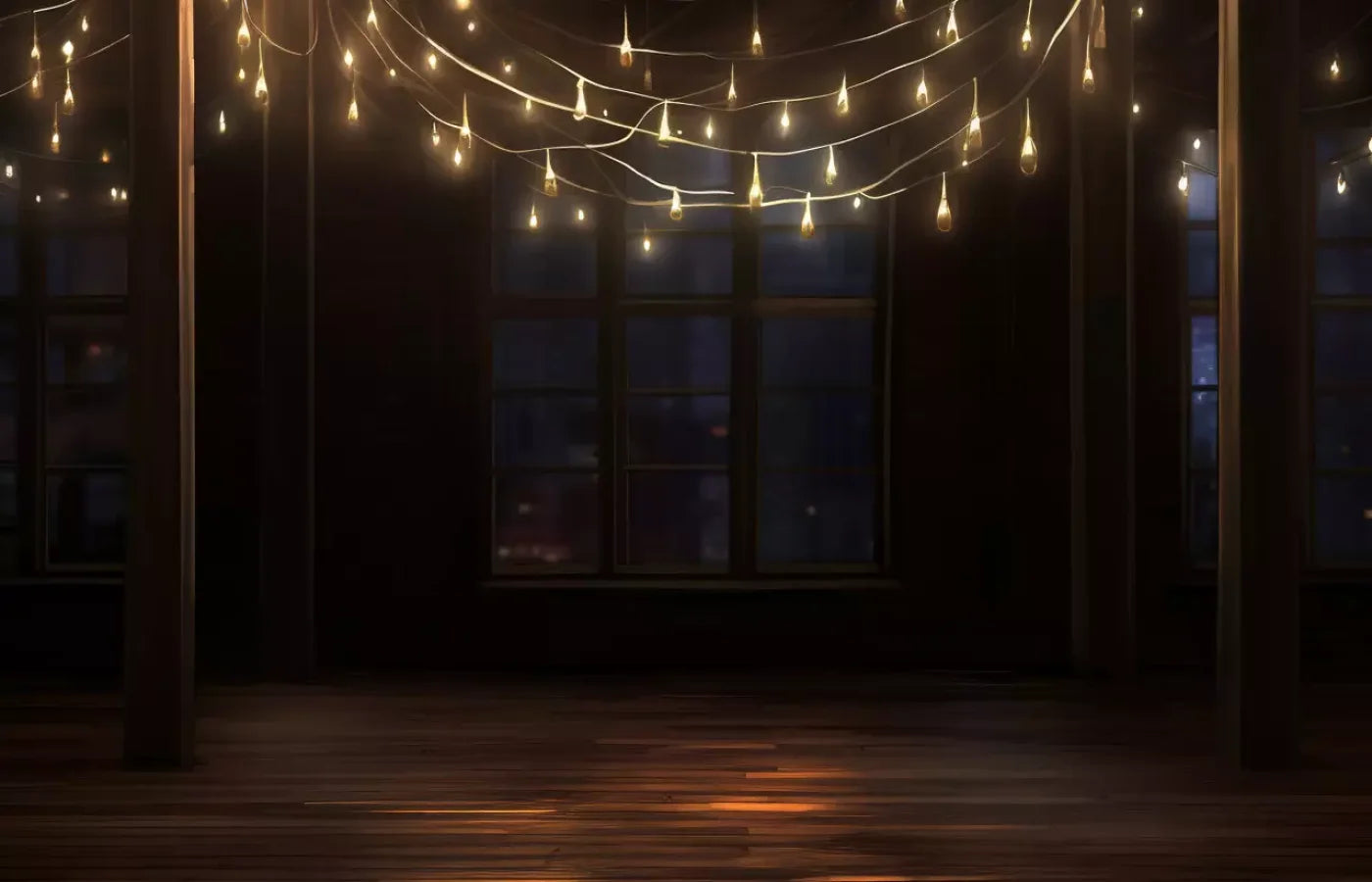 Cafe Lights Vertical I 14’X9’ Ultracloth (168 X 108 Inch) Backdrop