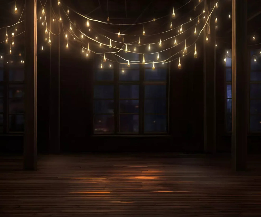 Cafe Lights Vertical I 5’X4’2 Fleece (60 X 50 Inch) Backdrop