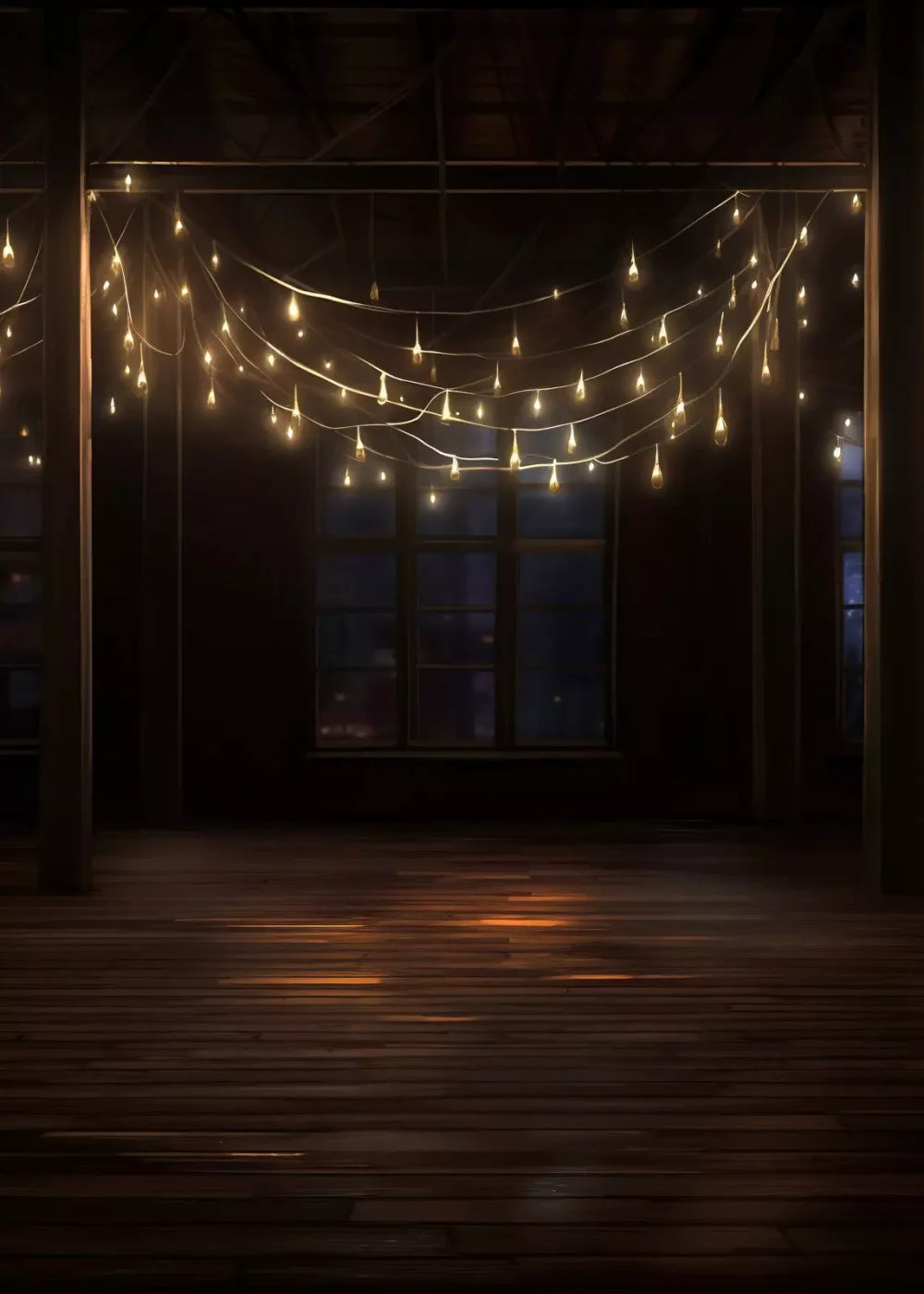 Cafe Lights Vertical I 5’X7’ Ultracloth (60 X 84 Inch) Backdrop