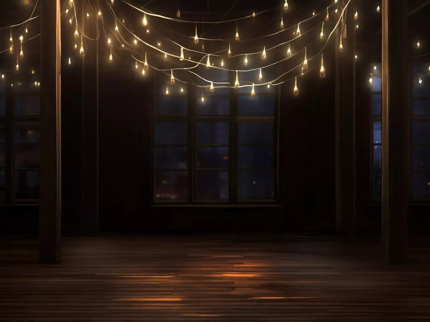 Cafe Lights Vertical I 6’8X5’ Fleece (80 X 60 Inch) Backdrop