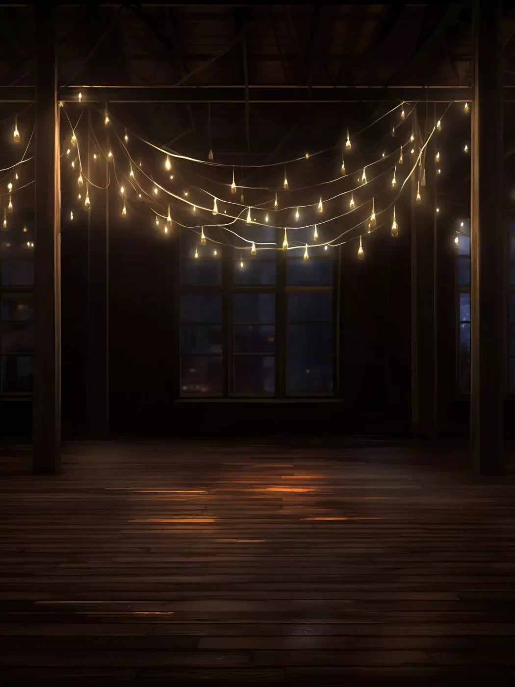 Cafe Lights Vertical I 6’X8’ Fleece (72 X 96 Inch) Backdrop