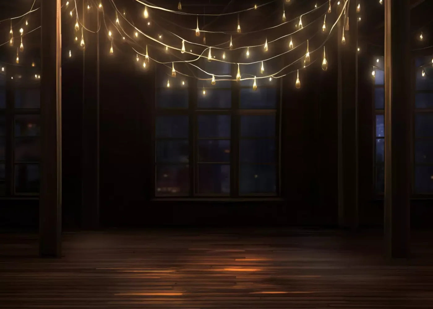 Cafe Lights Vertical I 7’X5’ Ultracloth (84 X 60 Inch) Backdrop