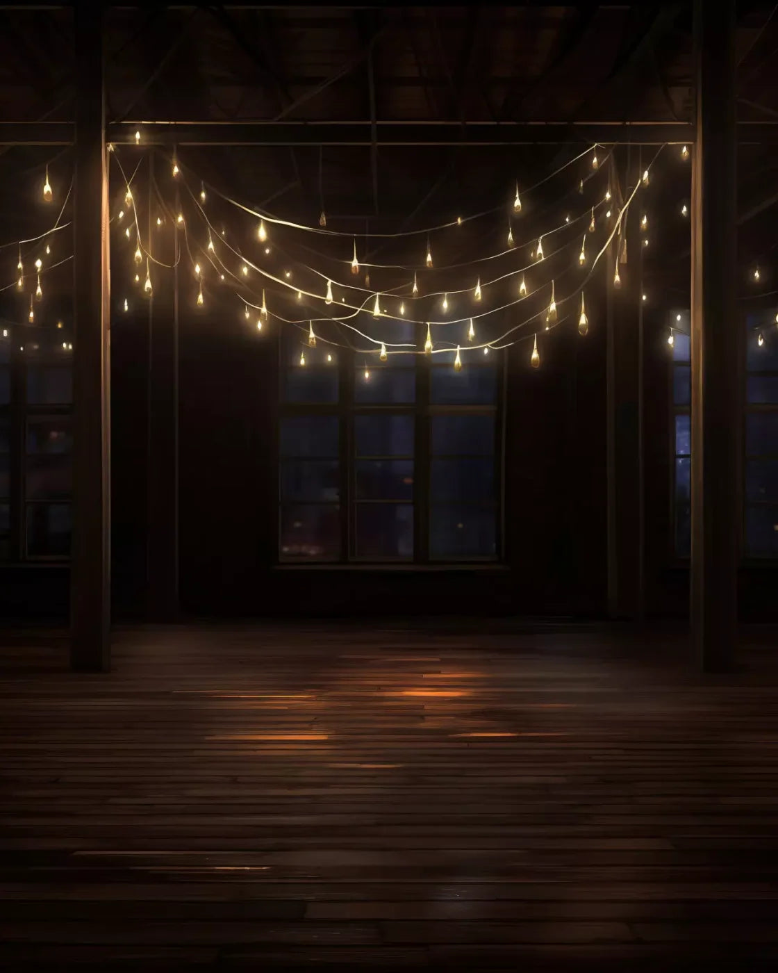 Cafe Lights Vertical I 8’X10’ Fleece (96 X 120 Inch) Backdrop