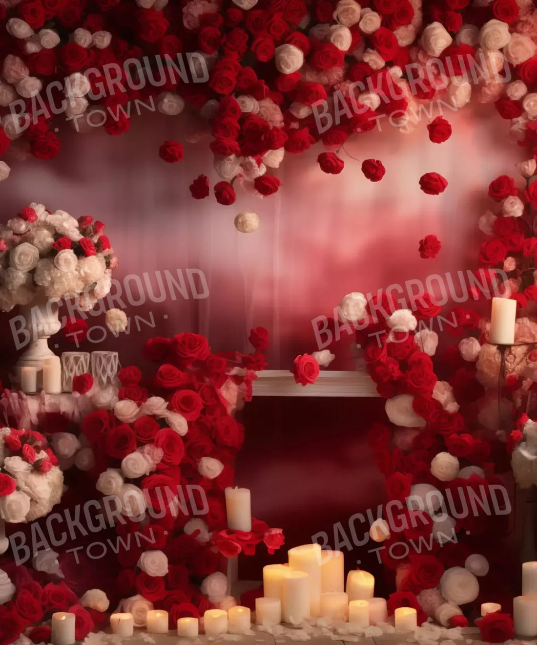 Red Floral Backdrop for Photography