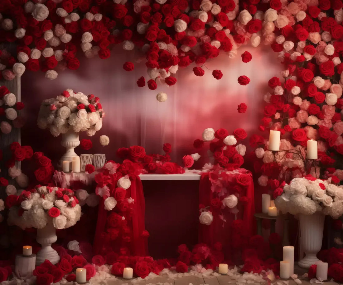 Red Floral Backdrop for Photography
